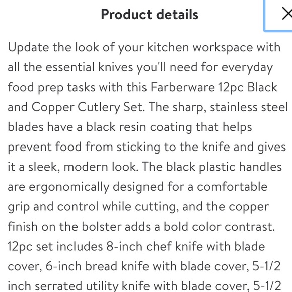 New In Box COPPER Faberware 12 piece Cutlery Knife Set - Picture 6 of 8